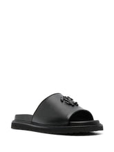 logo plaque leather slides